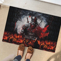 Viking Valhalla Rubber Doormat Norseman and Burning Battlefield - Wonder Print Shop