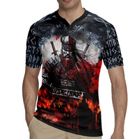Viking Valhalla Rugby Jersey Norseman and Burning Battlefield - Wonder Print Shop