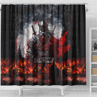 Viking Valhalla Shower Curtain Norseman and Burning Battlefield - Wonder Print Shop