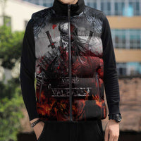 Viking Valhalla Sleeveless Puffer Jacket Norseman and Burning Battlefield - Wonder Print Shop