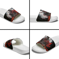 Viking Valhalla Slide Sandals Norseman and Burning Battlefield - Wonder Print Shop