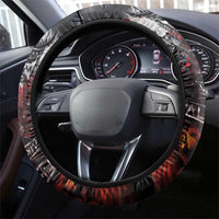 Viking Valhalla Steering Wheel Cover Norseman and Burning Battlefield - Wonder Print Shop