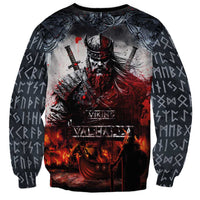 Viking Valhalla Sweatshirt Norseman and Burning Battlefield - Wonder Print Shop