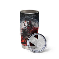 Viking Valhalla Tumbler Cup Norseman and Burning Battlefield - Wonder Print Shop