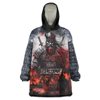 Viking Valhalla Wearable Blanket Hoodie Norseman and Burning Battlefield - Wonder Print Shop