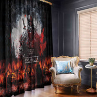 Viking Valhalla Window Curtain Norseman and Burning Battlefield - Wonder Print Shop