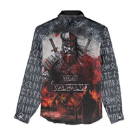 Viking Valhalla Women Casual Shirt Norseman and Burning Battlefield - Wonder Print Shop