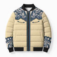Vintage Western Yoke Shirt Ornament Style Bomber Puffer Jacket - Wonder Print Shop
