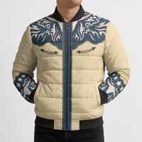 Vintage Western Yoke Shirt Ornament Style Bomber Puffer Jacket - Wonder Print Shop