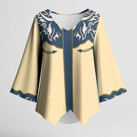 Vintage Western Yoke Shirt Ornament Style Kimono Sleeve Blouse - Wonder Print Shop