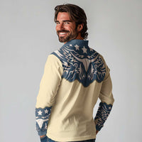 Vintage Western Yoke Shirt Ornament Style Long Sleeve Polo Shirt - Wonder Print Shop