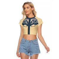 Vintage Western Yoke Shirt Ornament Style Raglan Cropped T Shirt - Wonder Print Shop