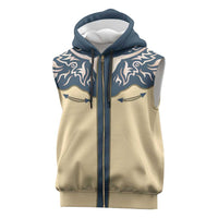 Vintage Western Yoke Shirt Ornament Style Sleeveless Zip Hoodie - Wonder Print Shop