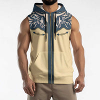 Vintage Western Yoke Shirt Ornament Style Sleeveless Zip Hoodie - Wonder Print Shop