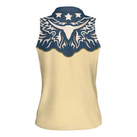 Vintage Western Yoke Shirt Ornament Style Women Sleeveless Polo Shirt - Wonder Print Shop