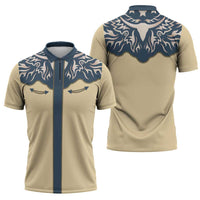 Vintage Western Yoke Shirt Ornament Style Zipper Polo Shirt - Wonder Print Shop