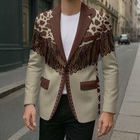 Vintage Western Cow Yoke Shirt Fringe Style Blazer - Wonder Print Shop