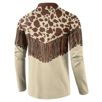 Vintage Western Cow Yoke Shirt Fringe Style Button Sweatshirt - Wonder Print Shop
