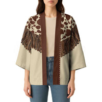 Vintage Western Cow Yoke Shirt Fringe Style Kimono - Wonder Print Shop