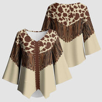 Vintage Western Cow Yoke Shirt Fringe Style Kimono Sleeve Blouse - Wonder Print Shop