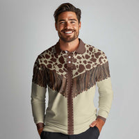 Vintage Western Cow Yoke Shirt Fringe Style Long Sleeve Polo Shirt - Wonder Print Shop