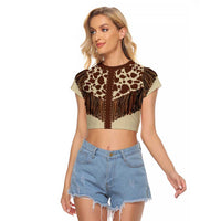Vintage Western Cow Yoke Shirt Fringe Style Raglan Cropped T Shirt - Wonder Print Shop