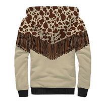 Vintage Western Cow Yoke Shirt Fringe Style Sherpa Hoodie - Wonder Print Shop