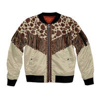 Vintage Western Cow Yoke Shirt Fringe Style Sleeve Zip Bomber Jacket - Wonder Print Shop