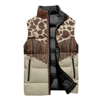 Vintage Western Cow Yoke Shirt Fringe Style Sleeveless Puffer Jacket - Wonder Print Shop