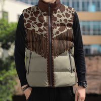 Vintage Western Cow Yoke Shirt Fringe Style Sleeveless Puffer Jacket - Wonder Print Shop