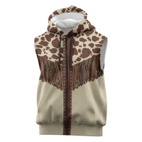 Vintage Western Cow Yoke Shirt Fringe Style Sleeveless Zip Hoodie - Wonder Print Shop