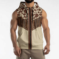 Vintage Western Cow Yoke Shirt Fringe Style Sleeveless Zip Hoodie - Wonder Print Shop