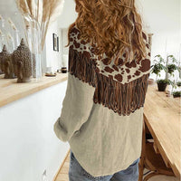 Vintage Western Cow Yoke Shirt Fringe Style Women Casual Shirt - Wonder Print Shop