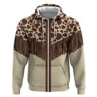 Vintage Western Cow Yoke Shirt Fringe Style Zip Hoodie - Wonder Print Shop