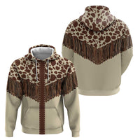 Vintage Western Cow Yoke Shirt Fringe Style Zip Hoodie - Wonder Print Shop