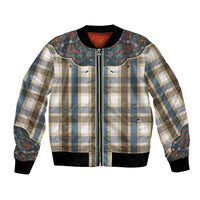 Vintage Western Flowers Yoke Shirt Style Bomber Jacket Gingham - Wonder Print Shop