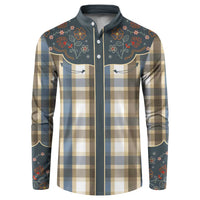 Vintage Western Flowers Yoke Shirt Style Button Sweatshirt Gingham - Wonder Print Shop