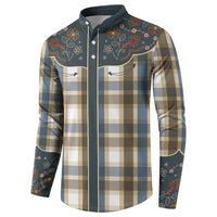 Vintage Western Flowers Yoke Shirt Style Button Sweatshirt Gingham - Wonder Print Shop