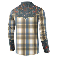 Vintage Western Flowers Yoke Shirt Style Button Sweatshirt Gingham - Wonder Print Shop