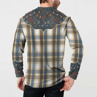 Vintage Western Flowers Yoke Shirt Style Button Sweatshirt Gingham - Wonder Print Shop