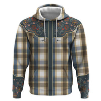 Vintage Western Flowers Yoke Shirt Style Hoodie Gingham - Wonder Print Shop