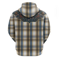 Vintage Western Flowers Yoke Shirt Style Hoodie Gingham - Wonder Print Shop