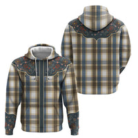 Vintage Western Flowers Yoke Shirt Style Hoodie Gingham - Wonder Print Shop