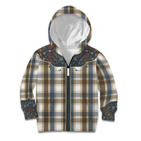 Vintage Western Flowers Yoke Shirt Style Kid Hoodie Gingham - Wonder Print Shop