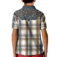 Vintage Western Flowers Yoke Shirt Style Kid Polo Shirt Gingham - Wonder Print Shop