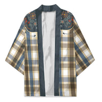 Vintage Western Flowers Yoke Shirt Style Kimono Gingham - Wonder Print Shop