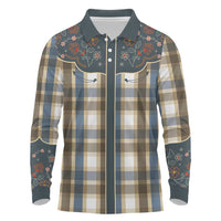 Vintage Western Flowers Yoke Shirt Style Long Sleeve Polo Shirt Gingham - Wonder Print Shop