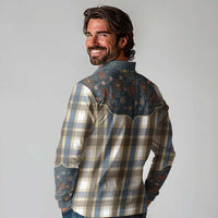 Vintage Western Flowers Yoke Shirt Style Long Sleeve Polo Shirt Gingham - Wonder Print Shop