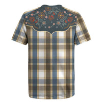 Vintage Western Flowers Yoke Shirt Style Rugby Jersey Gingham - Wonder Print Shop