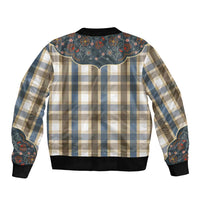 Vintage Western Flowers Yoke Shirt Style Sleeve Zip Bomber Jacket Gingham - Wonder Print Shop